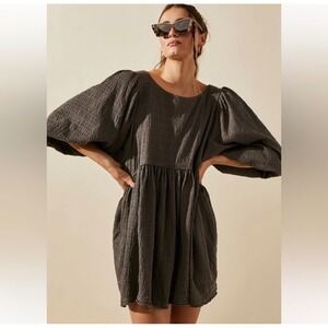 Free People FP Beach Womens Get Obsessed Babydoll Crinkle Gauze Boho Dress Small